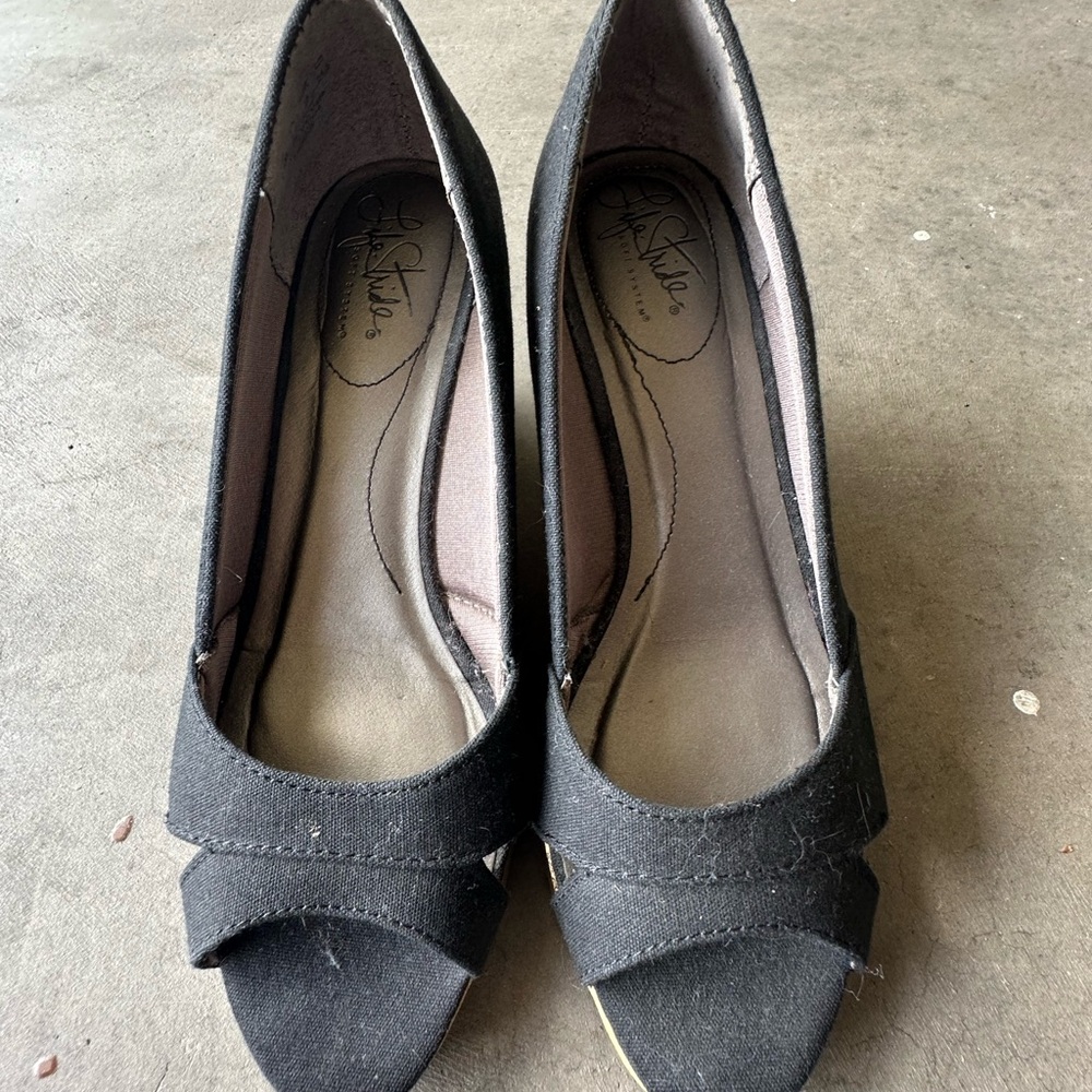 Black Peep Toe Heels
